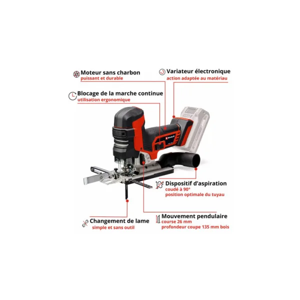 EINHELL Scie sauteuse pendulaire sans fil TP-JST 18/135 Li BL - Solo