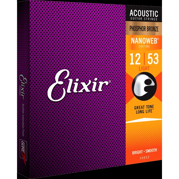 Elixir Nanoweb Phosphor Bronze Cordes de Guitare (Light, 12-53)