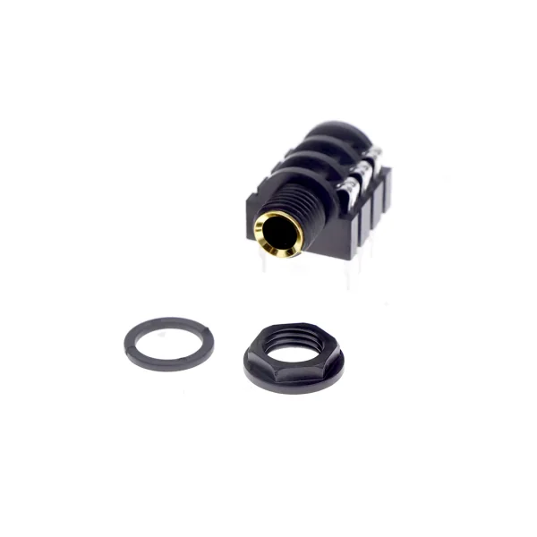 Embase Jack 6.35 femelle stereo angulaire pour montage panneau façade
