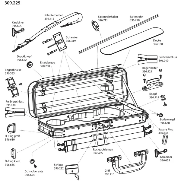 GEWA Shoulder carrying straps Form shaped violin/viola case - Shoulder strap, 1 piece