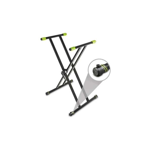 Gravity KSX 2 RD SÆT 1 - X-formet keyboardstativ med dobbeltstøtte og støttebord, sæt 1