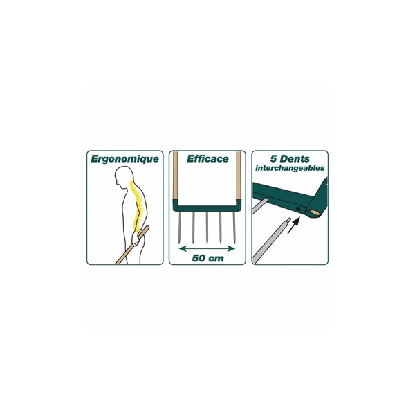 Grelinette Biogrif' 5 dents interchangeables naturOvert - Leborgne