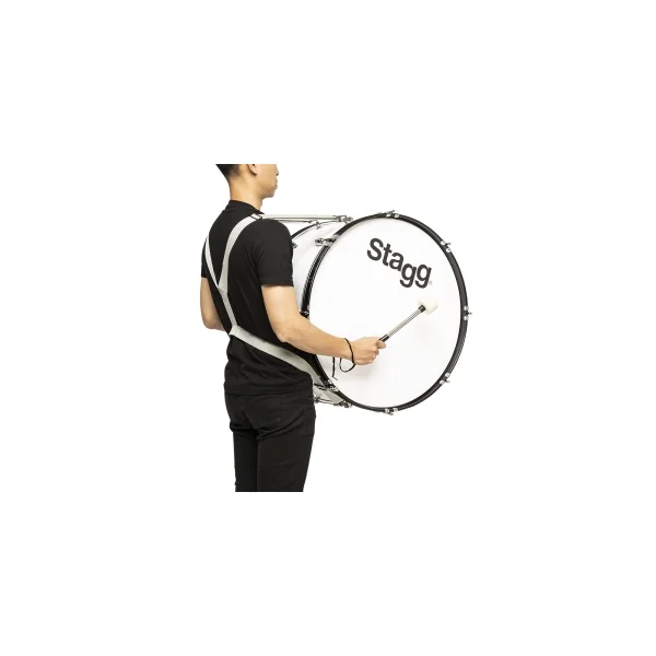 Grosse Caisse Stagg 26 X 10" Marching - Tilleul - White + Sangle/Batte