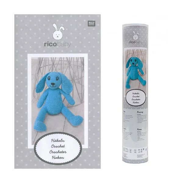 Kit Doudou lapin bleu au crochet - Rico Design