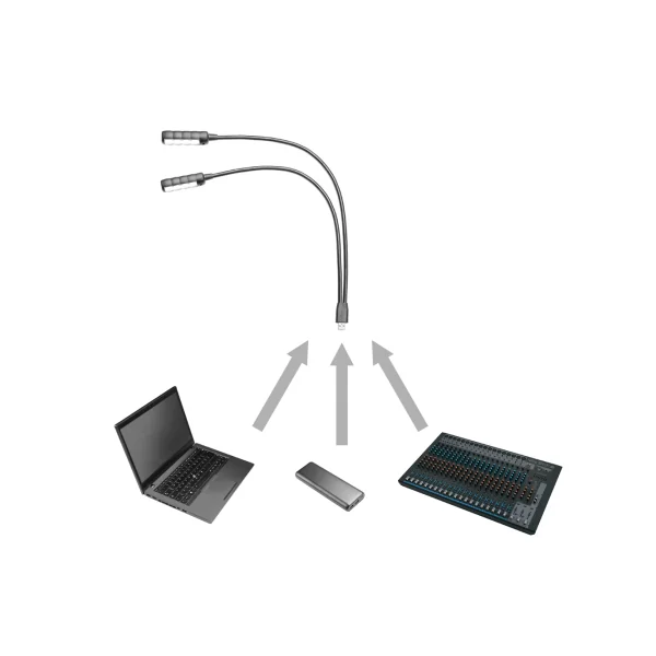 Lampe col de cygne à 8 LED COB blanches avec connecteur USB
