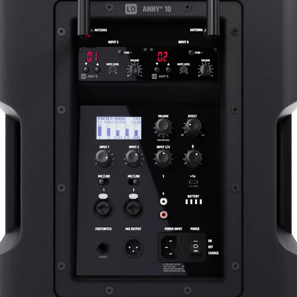 LD Systems ANNY® 10 BPH 2 B8 - Système PA Bluetooth® portable 10" sur batterie avec mixer et 2x micros serre-tête (incl. bodypacks)