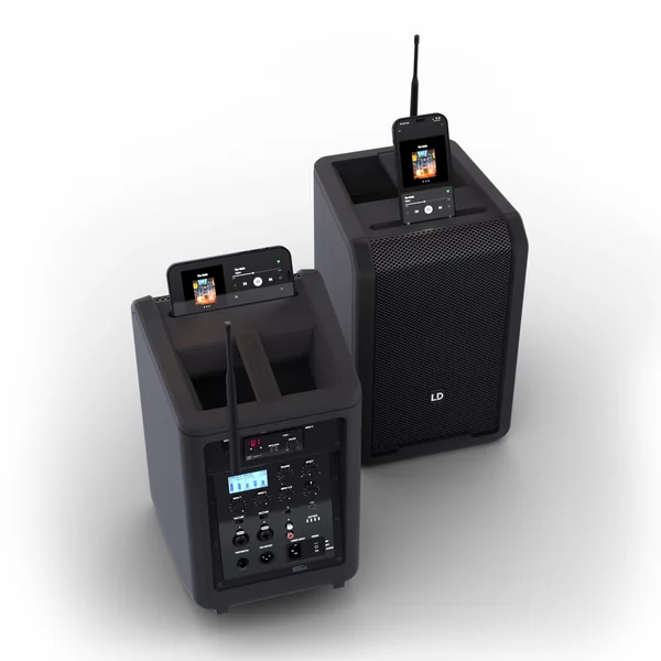 LD Systems ANNY® 8 HHD B5 - Enceinte PA portable sur batterie avec Bluetooth® et mixer, avec 1 x micro main sans fil, noir scène Black