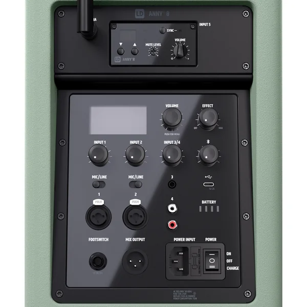 LD Systems ANNY® 8 HHD B5 GN - Enceinte PA Bluetooth® portable sur batterie avec mixer et 1x micro main sans fil, vert aventure