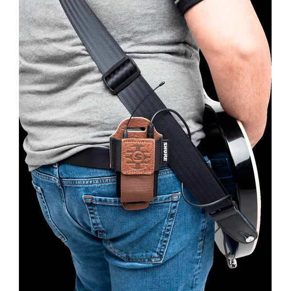 Leather pouch brown for wireless pocket transmitter