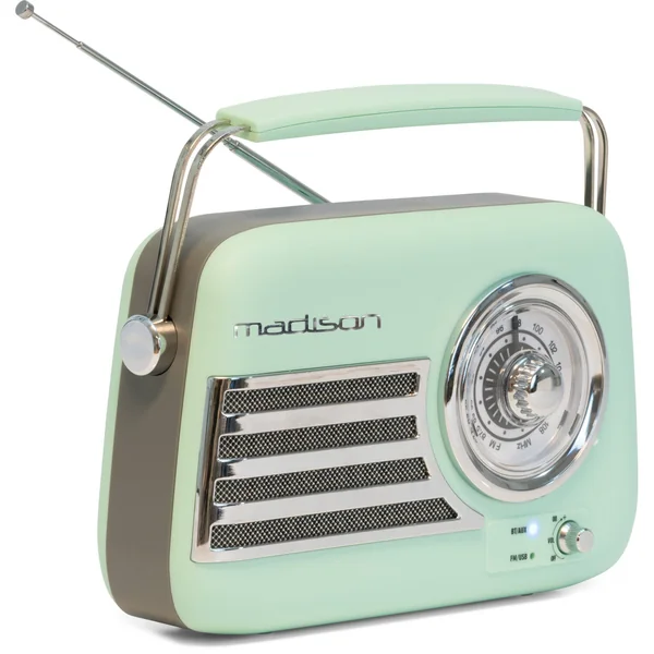 Madison Radio Rétro avec Bluetooth et FM (Menthe Mat)