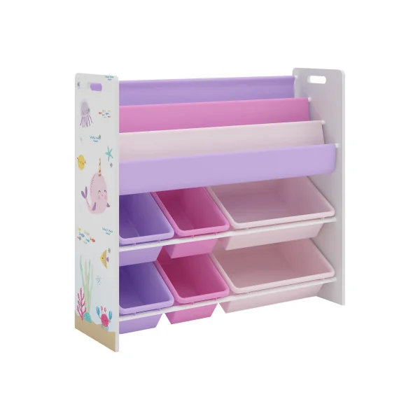 Meuble Rangement Jouets 6 Bacs Thème Océan Meuble Enfant Bibliothèque Enfant