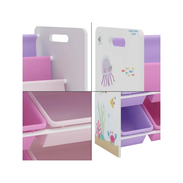 Meuble Rangement Jouets 6 Bacs Thème Océan Meuble Enfant Bibliothèque Enfant