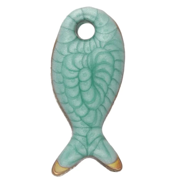 Mini breloque poisson 10x5 mm avec époxy - Acier Inoxydable 304 - Vert x1