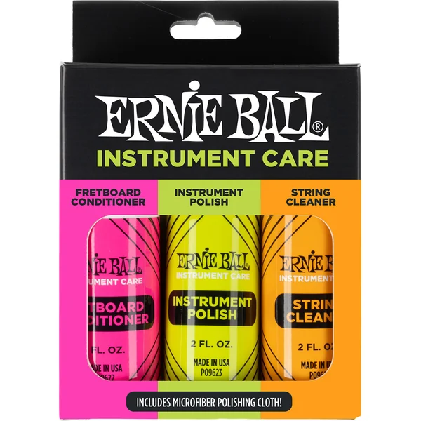 Pack of 3 guitar maintenance products + microfiber