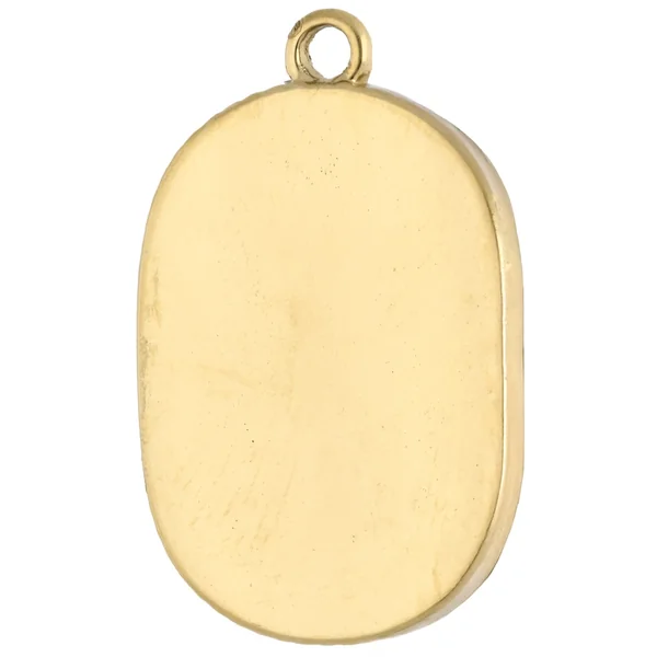 Pendentif cadre 23.5x15 m motif fleur - résine époxy - Acier Inox 304 Doré x 1