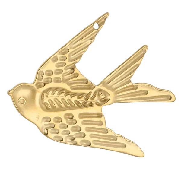 Pendentif oiseau 37x31 mm Acier inoxydable 304 Doré x 1