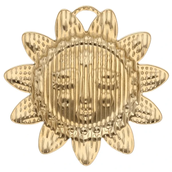 Pendentif soleil 30x29.5 mm - motif visage - Acier Inoxydable 304 Doré x1