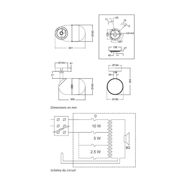 Projecteur de son 100V/10W LP1-UC10E-1 BOSCH