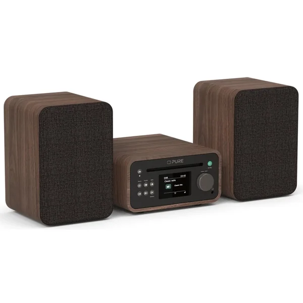 Pure Classic Stereo Mini Hi-Fi System – DAB+, CD, Bluetooth, 40W, Valnød