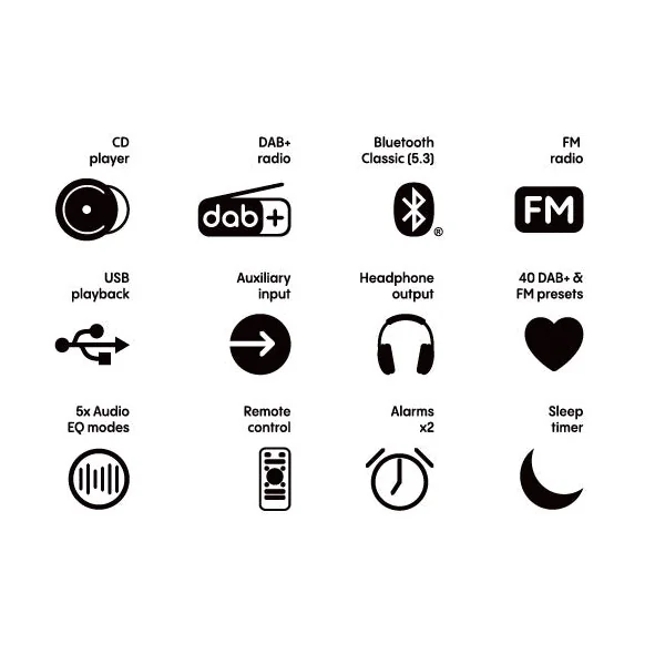 Pure Classic Stereo Mini Hi-Fi System – DAB+, CD, Bluetooth, 40W, Valnød