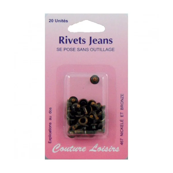 Rivets jeans couleur bronze X 20 - Distrifil