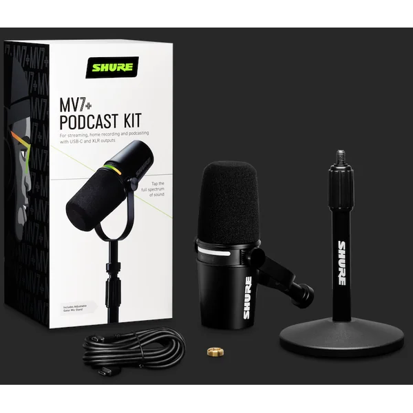 Shure MV7+ Podcast Microphone w. Stand