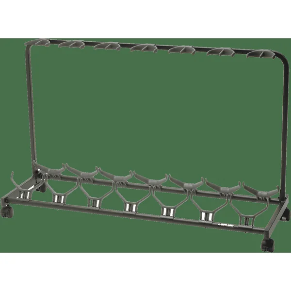 Stand for 7 guitars with casters - black
