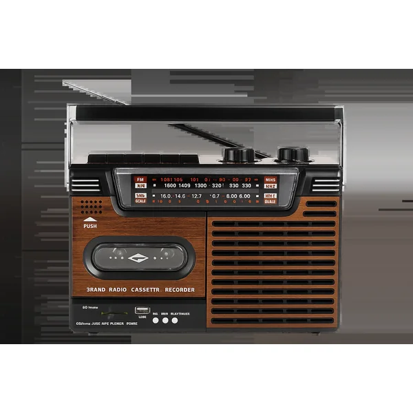 Studio 57 Lecteur de cassette avec FM et Bluetooth, Marron + Cassette