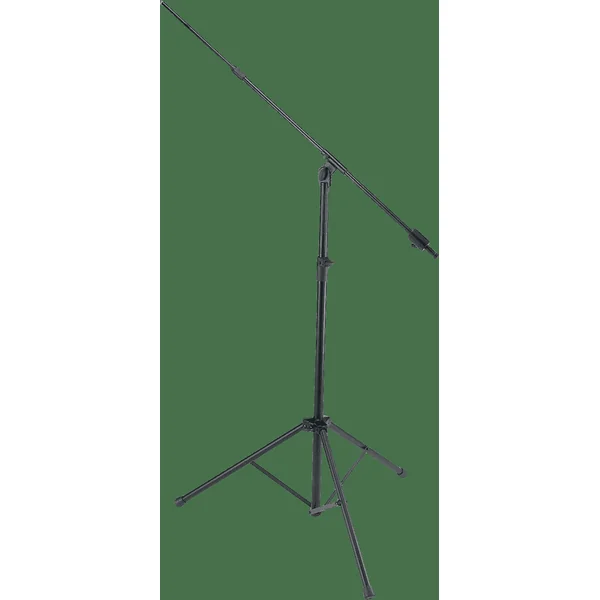 Telescopic boom studio microphone stand, tripod base - black