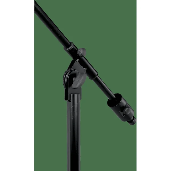 Telescopic boom studio microphone stand, tripod base - black