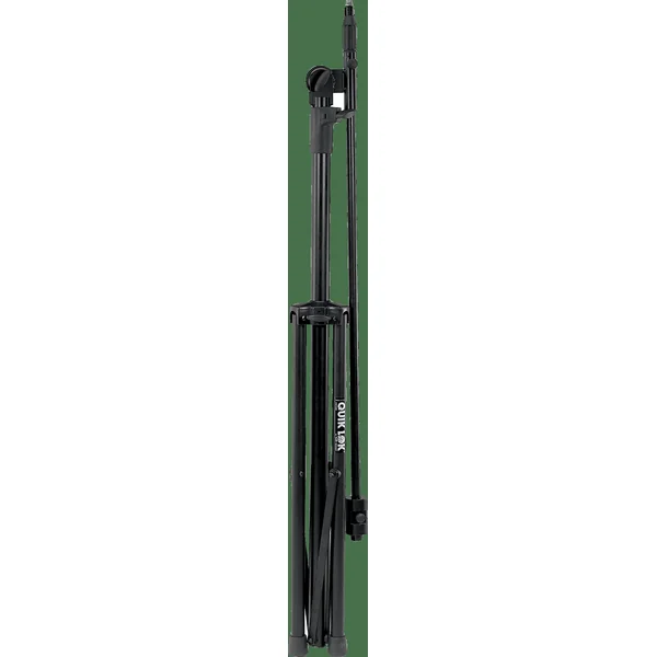 Telescopic boom studio microphone stand, tripod base - black