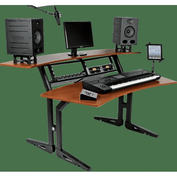 Two-level studio furniture + 8U rack - cherry wood
