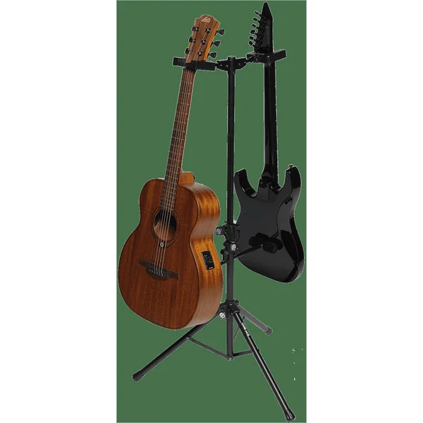 Universal guitar stand with self-locking system, foldable - black