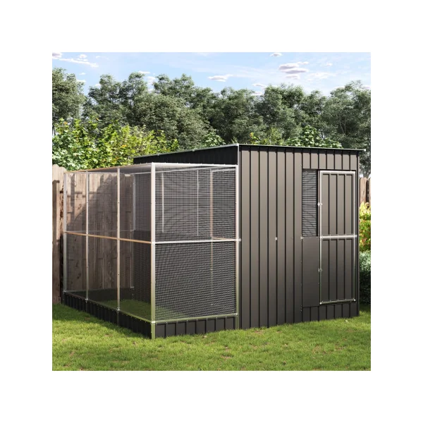 Volière de Jardin en Acier Galvanisé + Abri Volière Métal