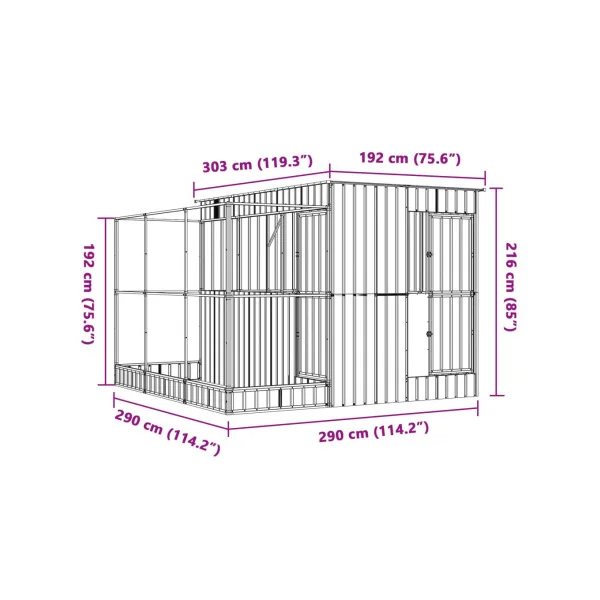 Volière de Jardin en Acier Galvanisé + Abri Volière Métal
