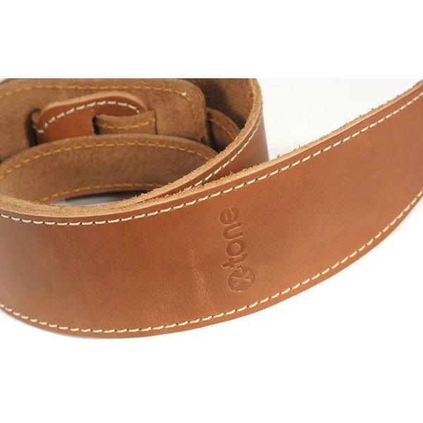 xg 3150 CLASSIC LEATHER GUITAR STRAP CUIR 6.5CM BROWNSTONE Caramel