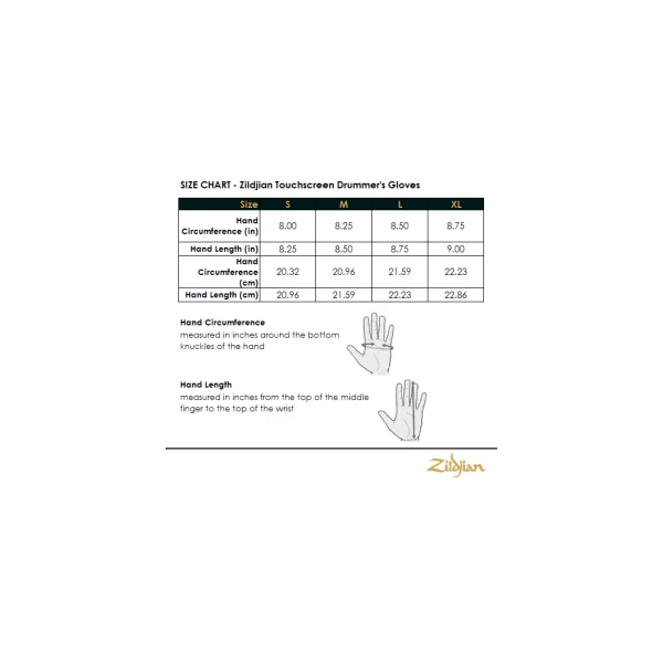 ZILDJIAN Gants Batteur Touchscreen - Taille M